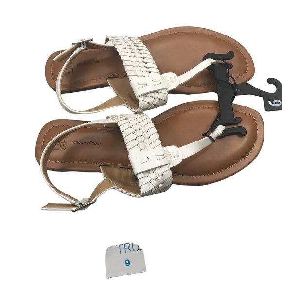 Time And Tru Women's Size 9 White Whip Stitch Thong Sandal New With Tags - Picture 2 of 11